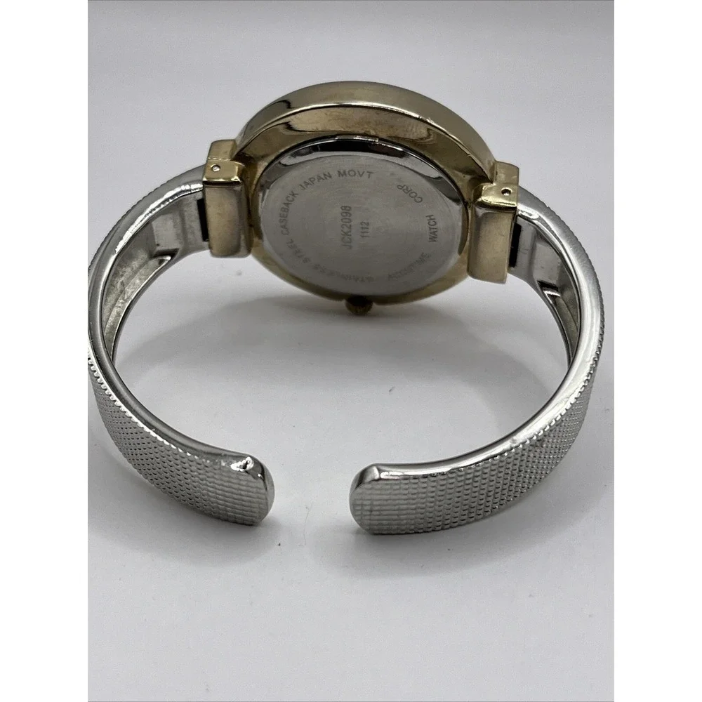 Women's Two Tone Quartz Bangle Cuff Band Watch 36mm Case-‎ New Battery